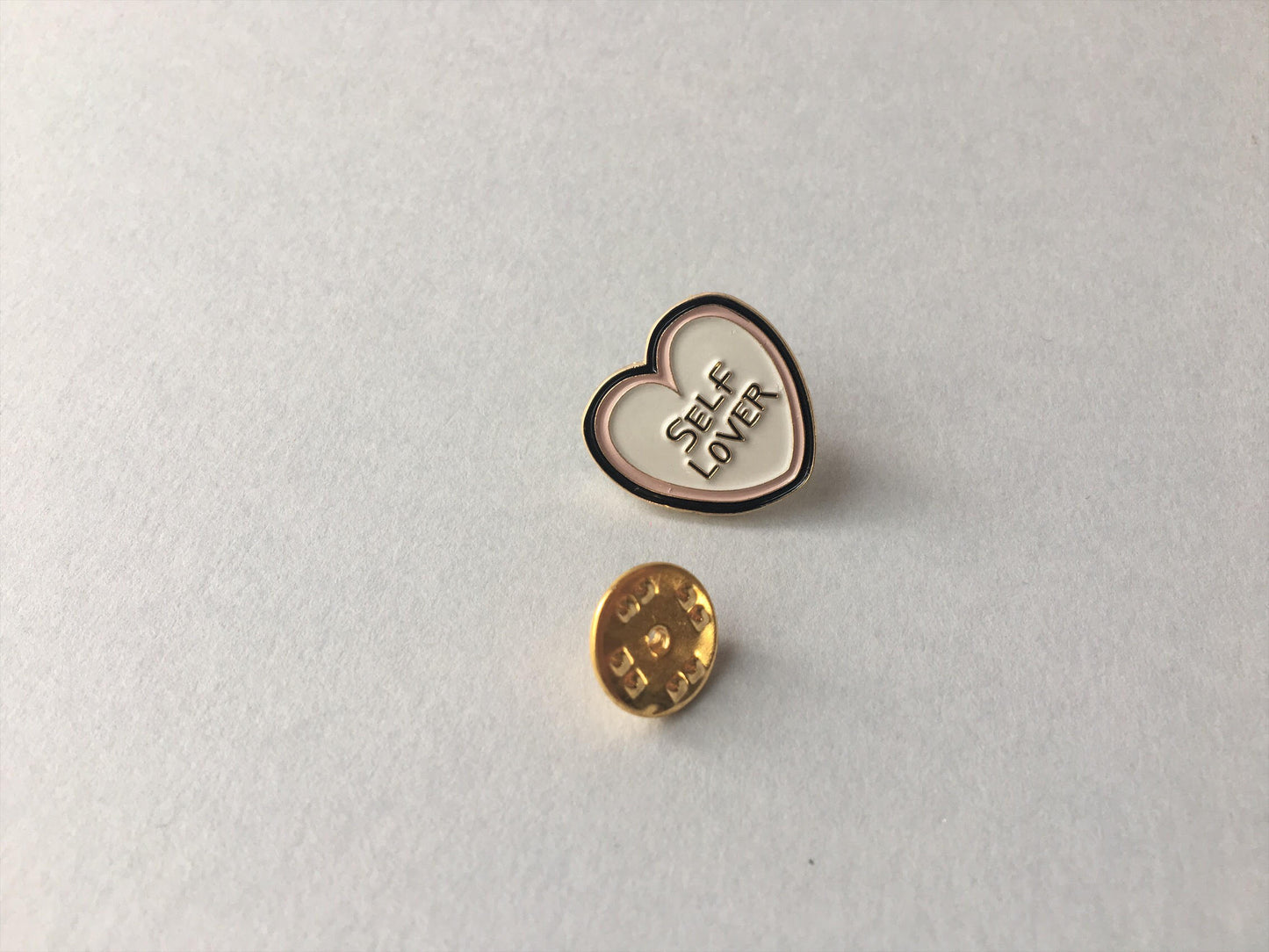 Pin, heart, self love, love yourself pin, gold pin, lover, etsy pin, gift idea, heart shape