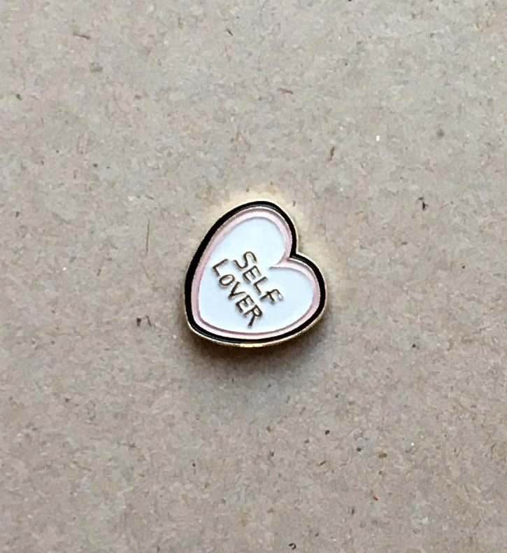 Pin, heart, self love, love yourself pin, gold pin, lover, etsy pin, gift idea, heart shape